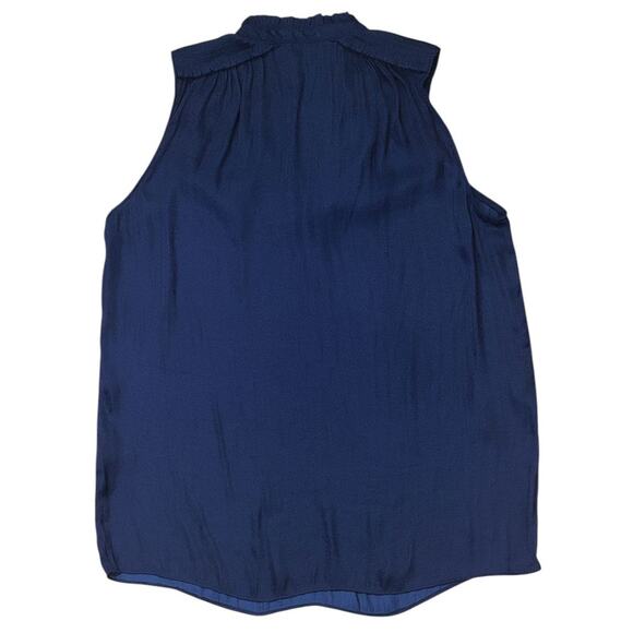 Naked Zebra Sleeveless V-Neck Front Neck Tie Navy Blue Top Small - Picture 4 of 6